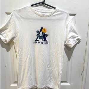 Aeropostale White Tee with Floral Graphic, Black Tee NYC, Tan Tee Los Angeles